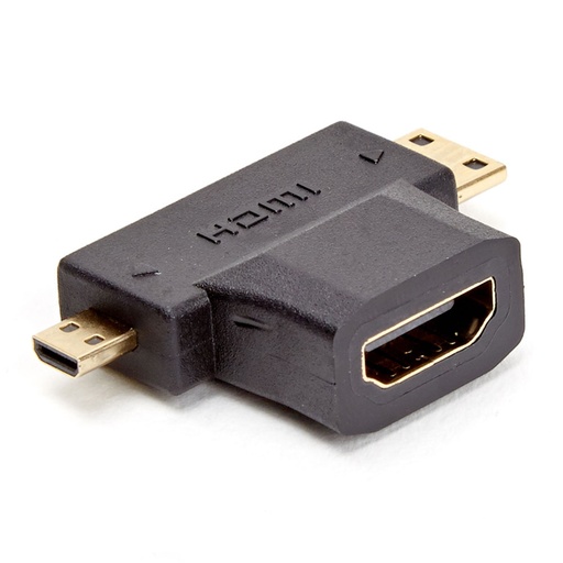 [D2ADPMICROMINIHDMI] Adaptateur 2 en 1 HDMI port micro HDMI + mini HDMI m le port HDMI femelle connec