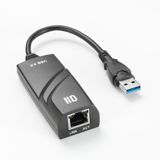 [D2ADPUSB3RJ45] Adapateur USB3.0 m le/RJ45 femelle noir - compatible 1Gbps Plug&Play