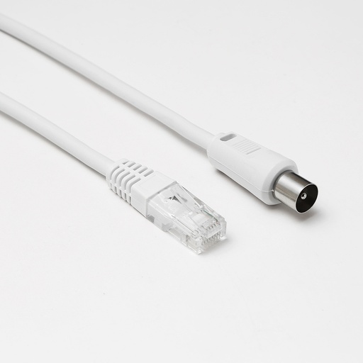 [D2RJ45COAX200] C ble RJ45 m le vers coaxial m le Longueur 2.00m - diamètre 9.52mm Blanc
