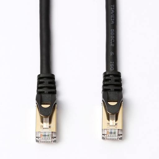 [D2RJ45D1000N8] C ble RJ45 droit couleur noir - 10m S/STP Cat 8 avec snagless et connecteurs en