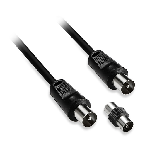 [D2COAX150N] C ble antenne m le/m le 9.52 mm + adaptateur femelle/femelle 1.5M noir