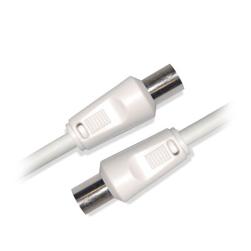 [D2COAX300] C ble Coaxial m le/femelle 9,52mm +1 adaptateur m le/m le 3 m Blanc