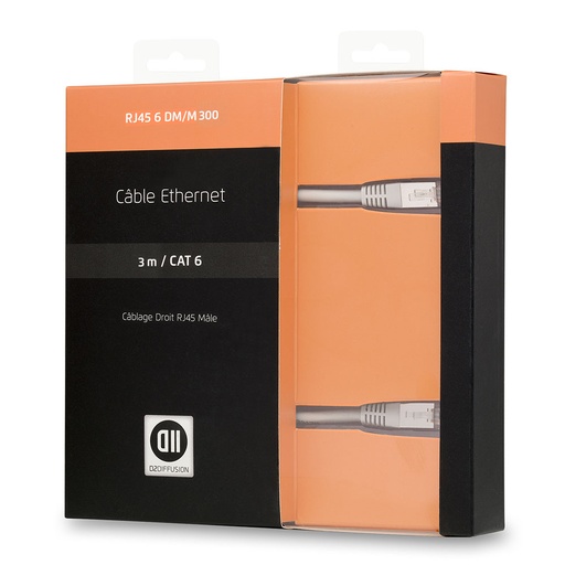 [D2RJ45D300] C ble RJ45 droile m le 3m blindage U/UTP - CAT 6 - coloris gris