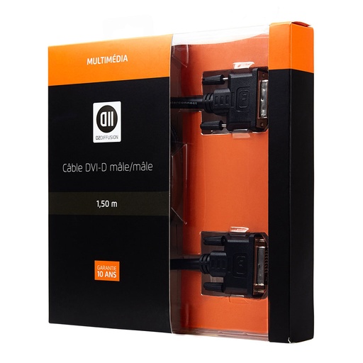 [D2DVIDVI150] C ble DVI/DVI m le/m le 1.50m signal Dual link (meilleure réso) noir - DVI-D 24+