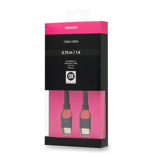 [D2HDMI075] C ble HDMI m le/m le 75cm noir