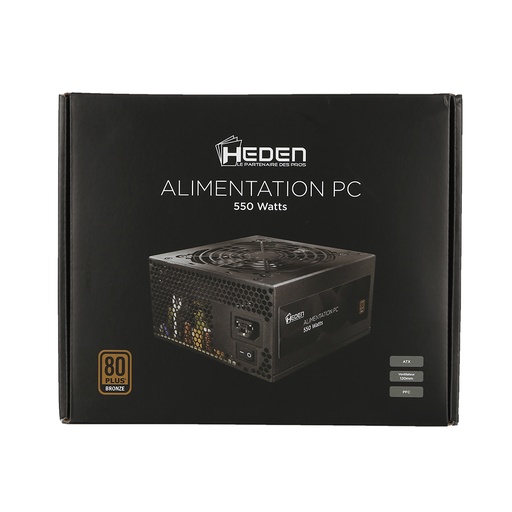 [0-PSHED80BRON550] Alimentation PC ATX HEDEN 80PLUS BRONZE 550W Ventilateur 120mm / PFC