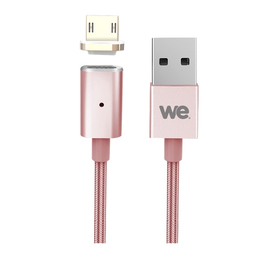 [WEUSBMICROMAG120R] C ble USB/micro USB magnétique or rose - nylon tressé - 1.20m