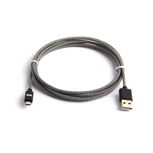 [WEUSBMICRONYREV100N] C ble USB/Micro USB Nylon 1m tressé noir et blanc connecteur Micro USB reversibl