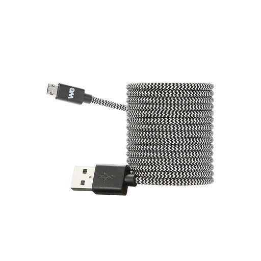 [WEUSBMICRONYREV200N] C ble USB/Micro USB Nylon 2m tressé noir et blanc Micro USB reversible en ALU gr