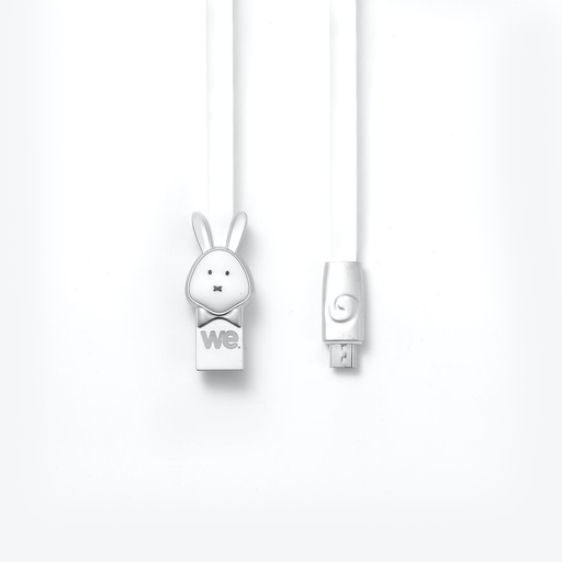 [WEUSBMICROLAP100BL] C ble lapin USB/micro USB plat1m blanc - Connecteurs en zinc