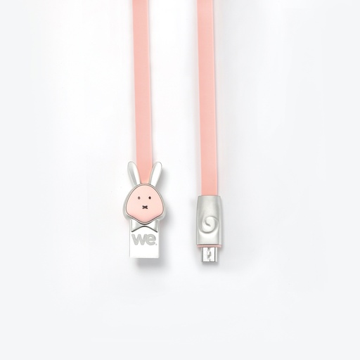 [WEUSBMICROLAP100RO] C ble lapin USB/micro USB plat1m rose - Connecteurs en zinc