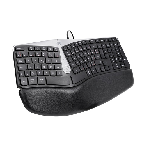 [WECLAERGOFIL] Clavier Ergonomique WE filaire avec repose-poignets intégré, 12 touches multiméd