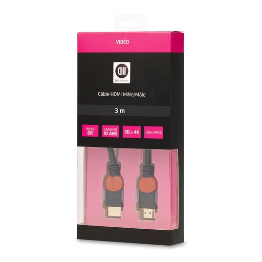 [D2HDMI300] C ble HDMI m le comp.1,4(3D)noir 3m