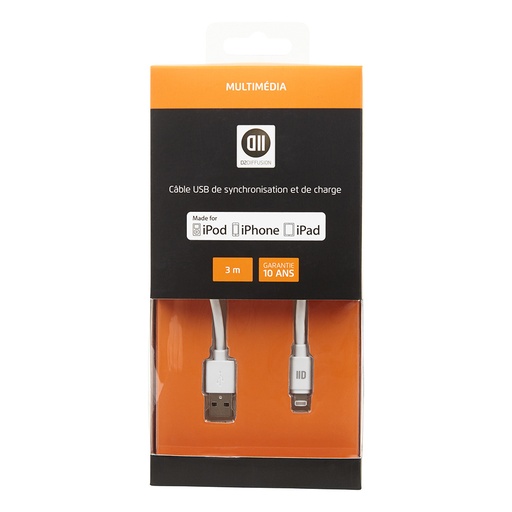 [D2USBAPPLIGHT300B] C ble USB pour Apple Lighting 3 m blanc