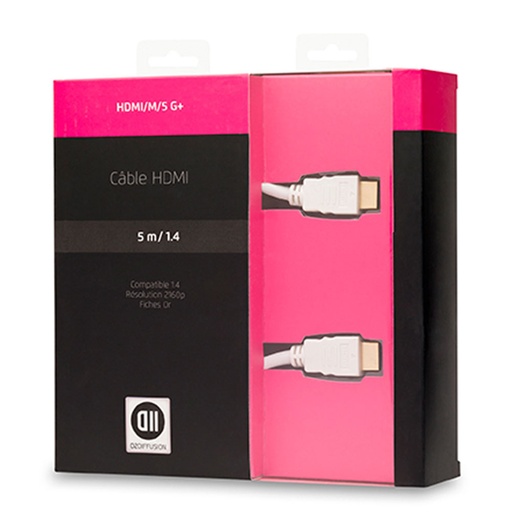 [D2HDMI500B] C ble HDMI m le/m le blanc 5m
