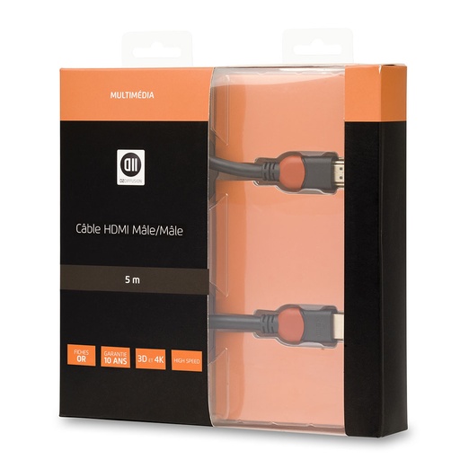 [D2HDMI500MU] C ble HDMI 1.4 M le/M le 5 m - Fiches Or - High Speed HD