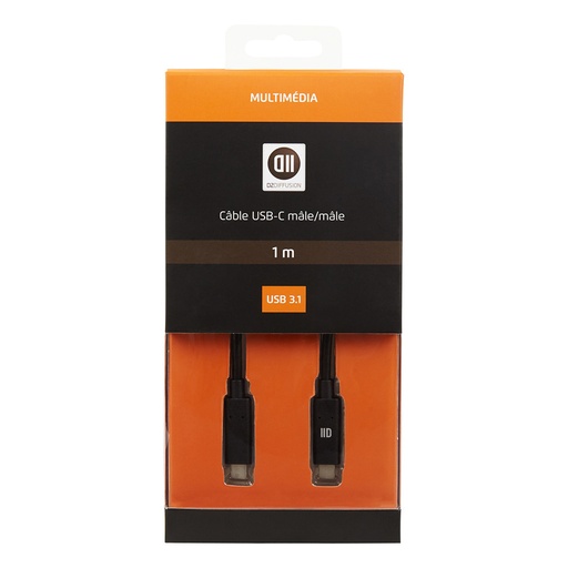 [D2USBCUSBC100] C ble USB-C/USB-C m le/m le 1m - USB 3.2 gen 1 - charge 60W (3A/20V) - noir