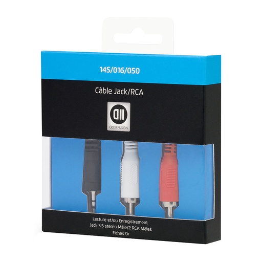 [D2JKRCA050] C ble Jack3,5mm m le/2RCA m le 50cm