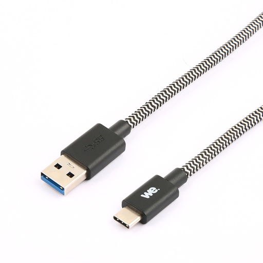[WEUSBCUSBNY100N] C ble USB-C m le/USB A m le tressé 1 m - USB 3.1 gen 2 - noir et blanc ne s'emm