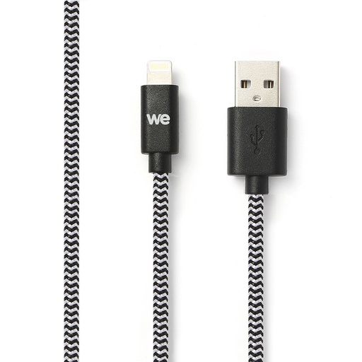 [WEUSBLIGHTNY100N] C ble USB/Lightning nylon tressé 1m - noir & blanc