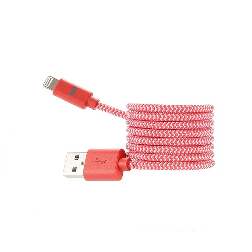 [WEUSBLIGHTNY100RG] C ble USB/Lightning nylon tressé 1m - rouge & blanc