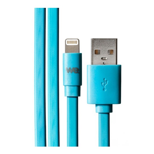 [WEUSBLIGHTPLAT100B] C ble Apple USB/lightning plat: évite de faire des noeuds 1m bleu - en silicone