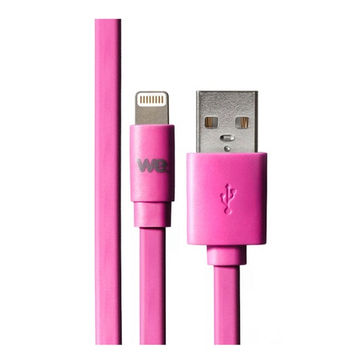 [WEUSBLIGHTPLAT100F] C ble Apple USB/lightning plat: évite de faire des noeuds 1m Fushia - en silicon