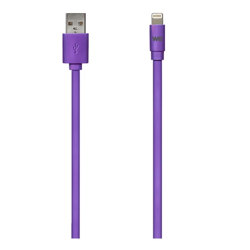 [WEUSBLIGHTPLAT100VI] C ble Apple USB/Lightning plat : évite les noeuds 1m Violet - en silicone