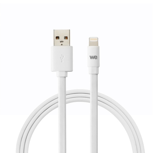 [WEUSBLIGHTPLAT200BL] C ble Apple USB/lightning plat: évite de faire des noeuds 2m blanc - en silicone