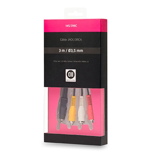 [D2JK3RCA150] C ble Jack3,5mm m le/3RCA m le 1m50
