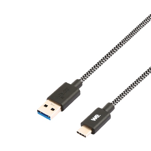 [WEUSBCUSBNY200N] C ble USB-C m le/USB A m le tressé 2 m - USB 3.1 gen 1 - noir et blanc ne s'emm