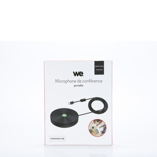 [WEMICROUSBVISIO] Microphone USB, design compact en métal, buton muet intégré,  LED indicatif, plu
