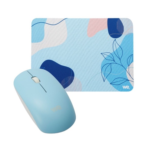 [WEPBUNTAPISBLEU] WE POP Pack Tapis de souris design bleu abstrait : 200x140x3mm + souris optique