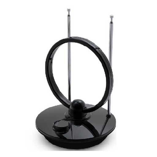 [D2ANT504G] Antenne TV intérieure 50db - ronde amplifiéeUHF/VHFavec filtre 4G noire - gain m