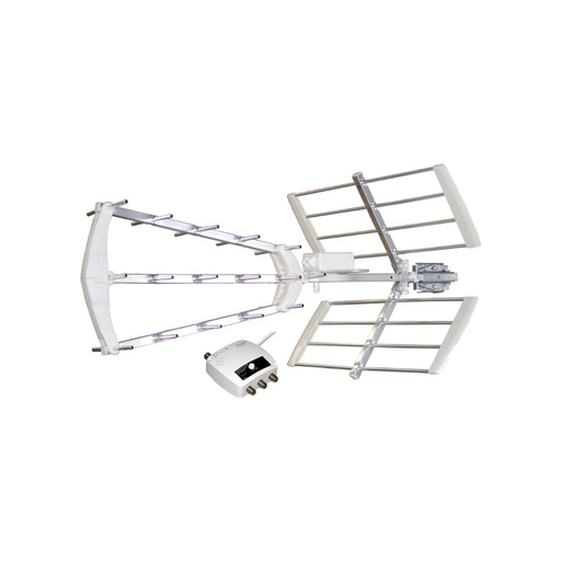[D2ANTTRIAMPUHF40] Antenne exterieure TNT trinappe LTE 700 MHz - Amplifiée - Protégée 5G/4G - Gain